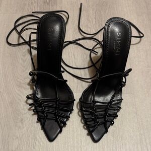 Simmi Black Lace-Up Women's Heels